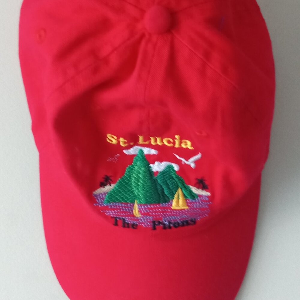 Piton Beer St Lucia Hat Adult Mens Red Strap Back Cap Adjustable 100% Cotton
